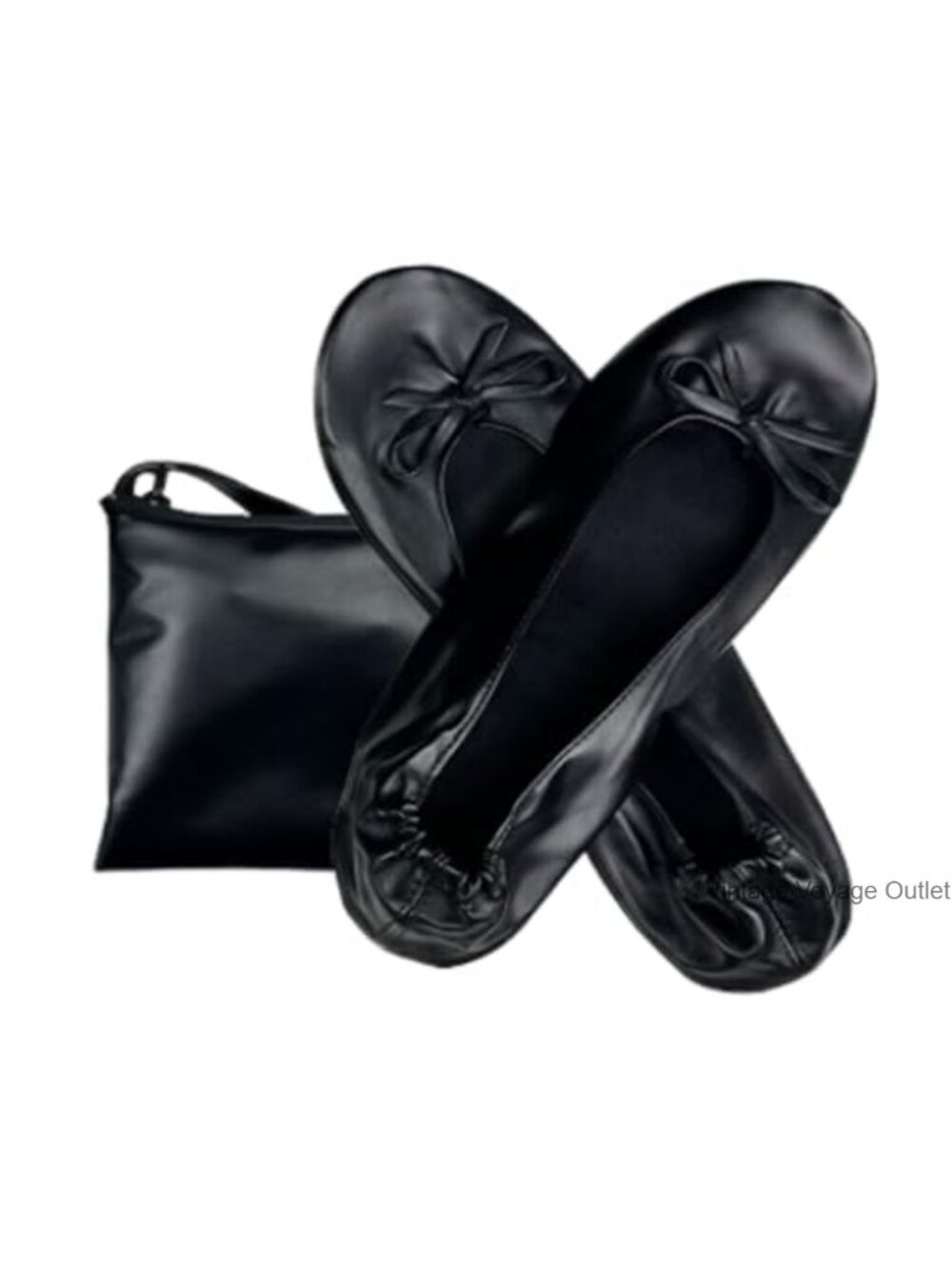 Women's Foldable Ballet Flats PU Leather Bow Design Pointed Toe